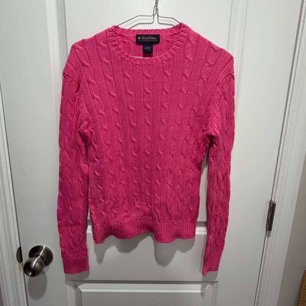 Brooks Brothers Womens Sweater Italian Mercerized Cotton Pink Size S